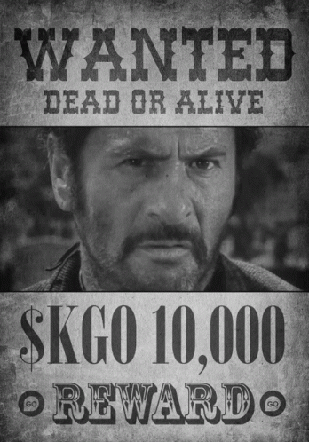 Wanted Dead or Alive KGO Reward Poster