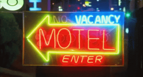 Neon Motel Sign: No Vacancy, Enter